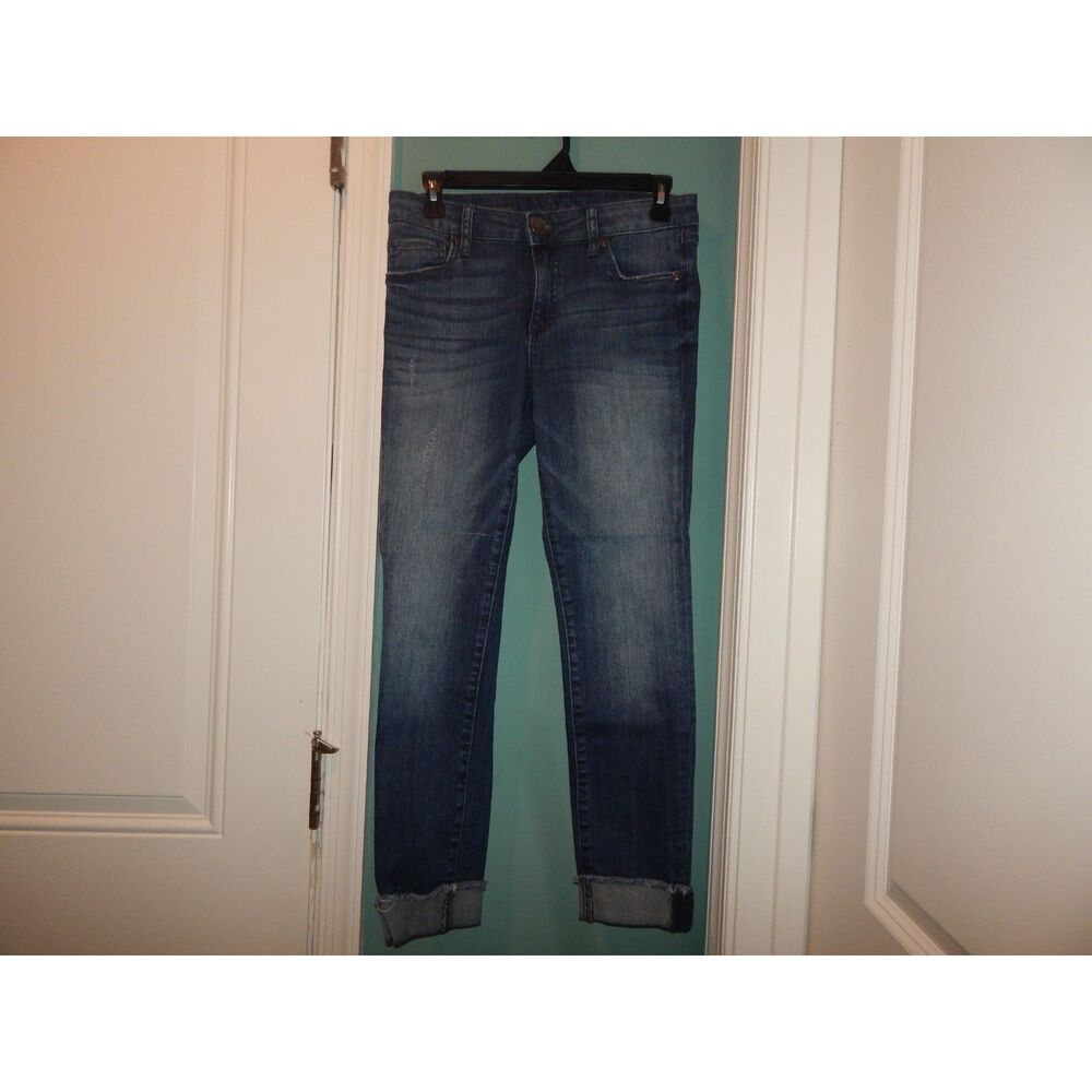 KUT From The Kloth Women’s 0 Emelina Mid Rise Dark Wash Ankle Straight Jeans